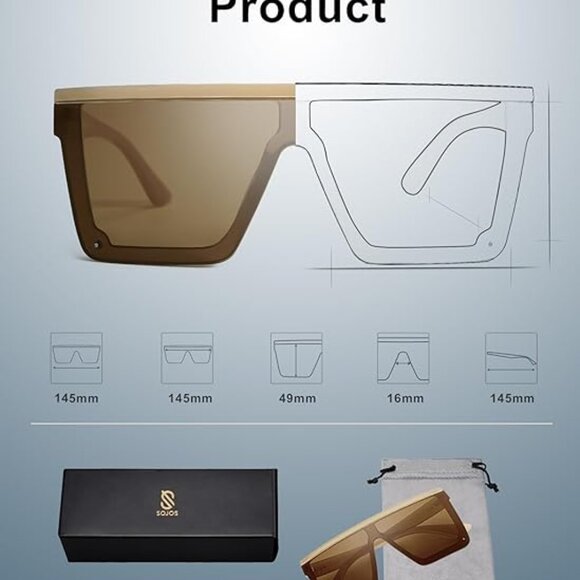 Square Big Sunglasses Women Thick Frame Flat Top Mirrored Sunnies Shades main image 4